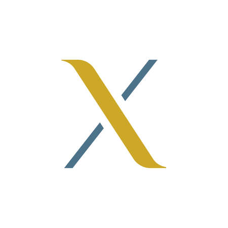 elegant gold X logo design vector isolated on white background.のイラスト素材
