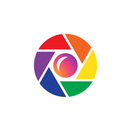camera lens optics colorful logo design vector.のイラスト素材