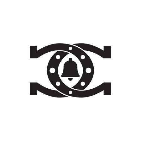 two horseshoe with bell logo design concept.のイラスト素材