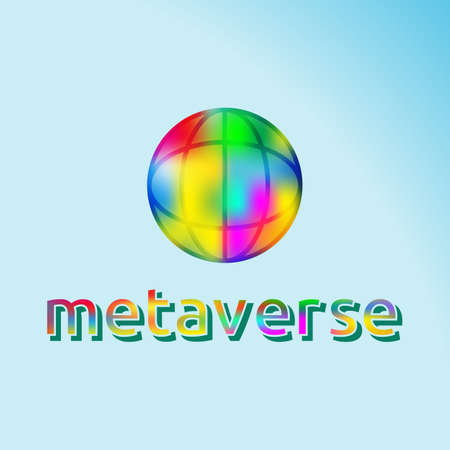 text metaverse colorful globe design vector.のイラスト素材