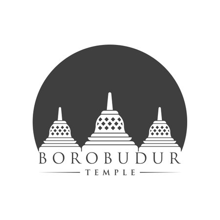 borobudur temple logo design vector illustration isolated on white background.のイラスト素材