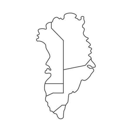 Minimalistic line art vector map of Greenland, featuring clean and simple outlines of the island. modern and contemporary design.のイラスト素材