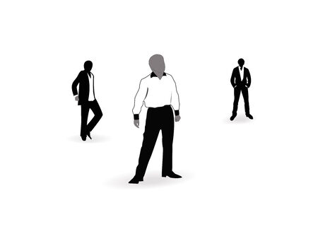 Illustration, three men stand on an isolated white background.のイラスト素材