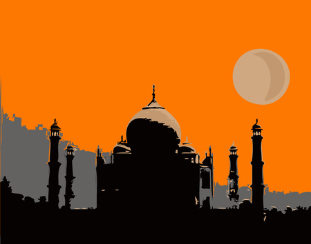 Illustration, the famous palace,Taj Mahal, which is located in India.のイラスト素材