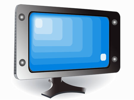 Monitor and isolated a huge plasma TV with a white backgroundのイラスト素材