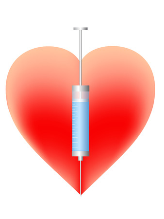 Heart and syringe isolated on a white backgroundのイラスト素材