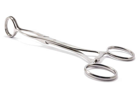 Tongue forceps isolated in white backgroundの写真素材