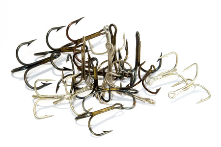 Fishing hooks isolated on a white background