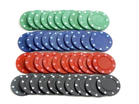 Casino chips isolated over white