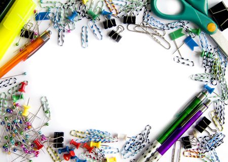 Frame made of office toolsの写真素材