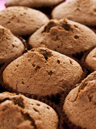 Closeup of the chocolate cupcakes. Shallow dof.の写真素材