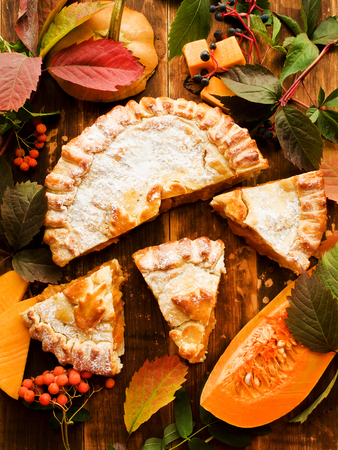 Fresh baked sweet pumpkin pie. Shallow dof.の写真素材