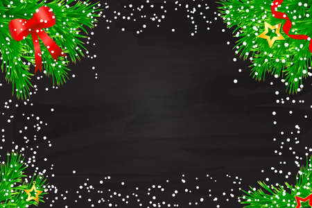 Merry Christmas vector background illustration with ornaments. Top viewのイラスト素材