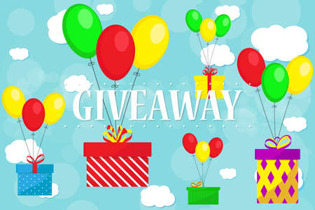 Modern giveaway social media design concept. Vector template background.のイラスト素材