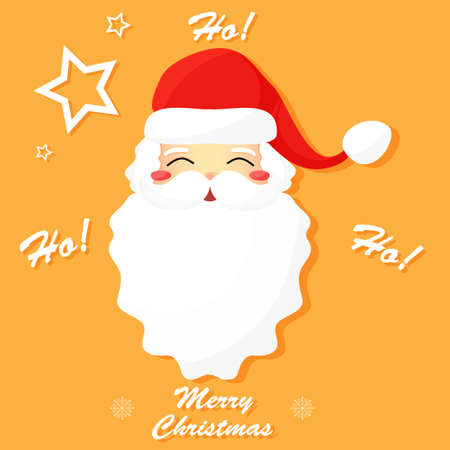 Christmas character Santa Claus smiling with eyes closed. Vector illustration flatのイラスト素材