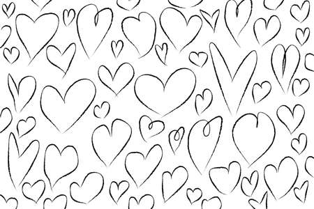 Hand drawn hearts pattern, set of design elements. Vector illustration.のイラスト素材