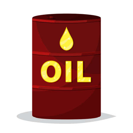 Oil barrel with golden text and drop. Vector illustration flat.のイラスト素材