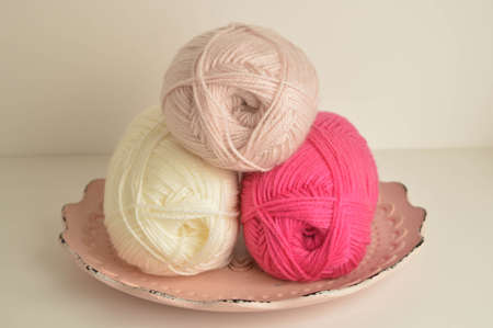 soft colored woolen balls for handicrafts close up