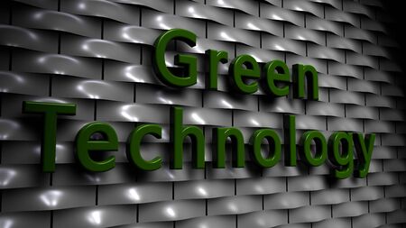 Wall of rounded plates with the Text: Green Technologyの写真素材