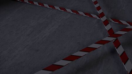 Background with concrete, with 3 seperated planks in warning colours (3d rendering)の写真素材