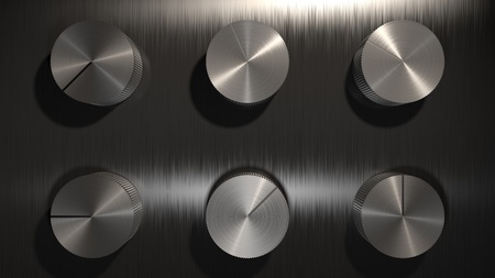 Rotary Knobs on a brushed Steel Plateの写真素材