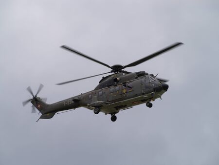 Aerospatiale AS 332 from the swiss air force in action during the 75th anniversary of the swiss...