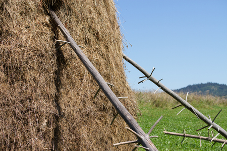 view of a hay bundle, clouse upの写真素材