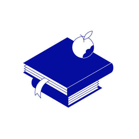 Simple minimalistic creative isometric icon. Books bookmark looks like square academic capのイラスト素材