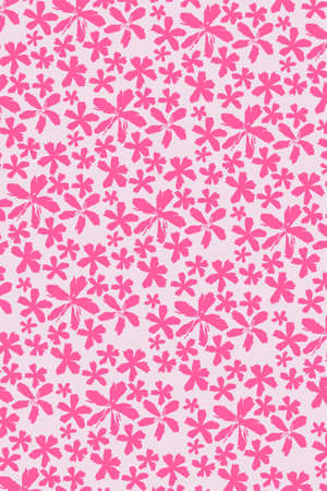 Simple pink pattern with hand drawing flowers. Pattern for fabric, textile, interior, fashion. Seamless vectorのイラスト素材