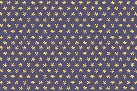 Hand drawing simple floral seamless pattern. Yellow on violet background. Seamless vectorのイラスト素材