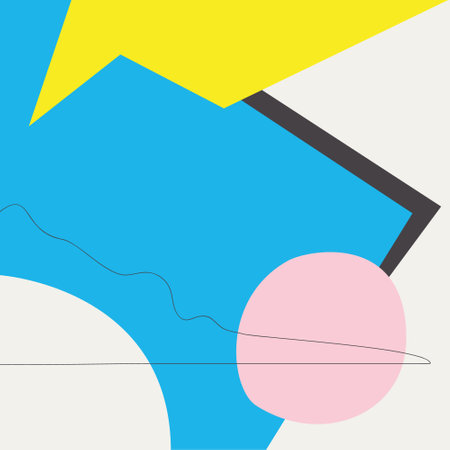 Different cutout abstract shapes. Collection of geometric elements. Bright, colourful. Square template for presentation, flyer, invitation, interface, web design. Contemporary modern style art.のイラスト素材
