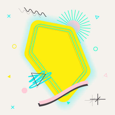 Abstract shapes and frame illustration. Composition of geometric elements. Bright, colourful. Contemporary modern retro 90s memphis style art.のイラスト素材