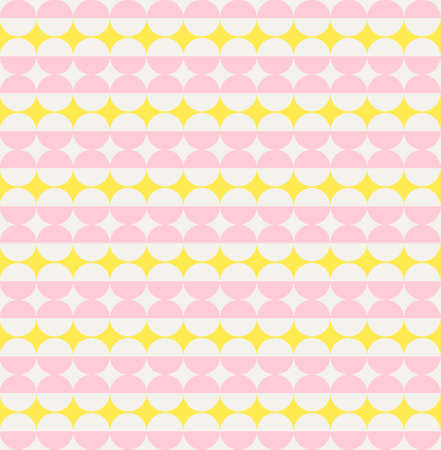 Seamless abstract geometric pattern. Simple design stars. pastel palette pink and yellow. Retro vintage style. Vectorのイラスト素材