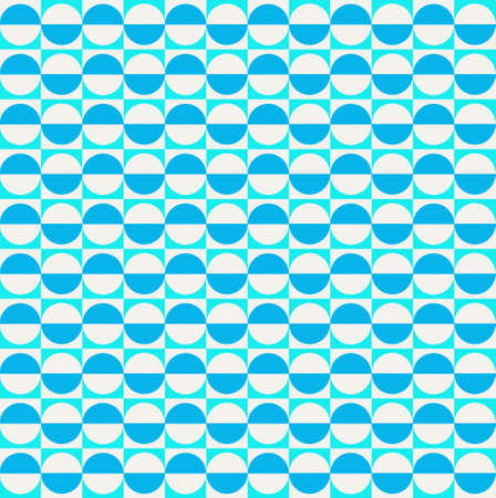 Seamless abstract geometric pattern.Simple circles wave stripes. pastel palette monochrome blue. Retro vintage style. Vectorのイラスト素材