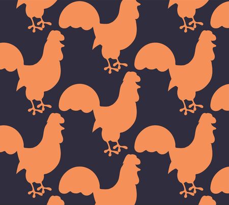 Bright seamless pattern with rooster on the dark backgroundのイラスト素材