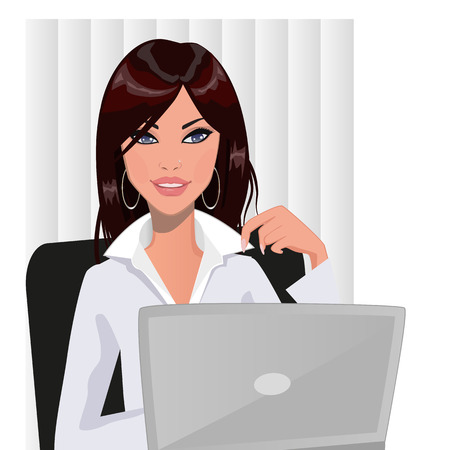 A woman in an office settingのイラスト素材