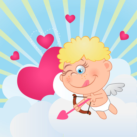 Cupid takes aim in the cloudsのイラスト素材