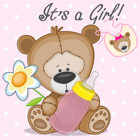 Teddy Bear with feeding bottleのイラスト素材