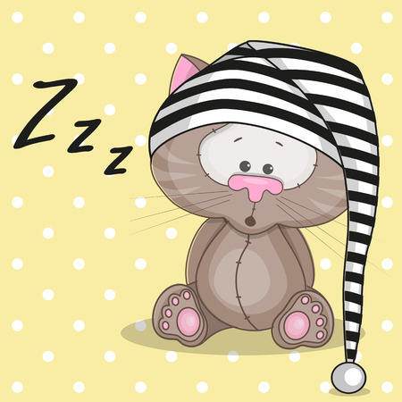 Sleepy cat in a capのイラスト素材