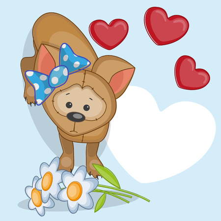 Greeting card Puppy with heartsのイラスト素材