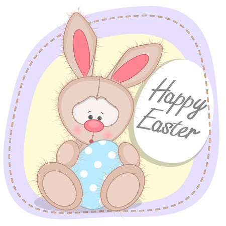 Cute fluffy rabbit with eggのイラスト素材
