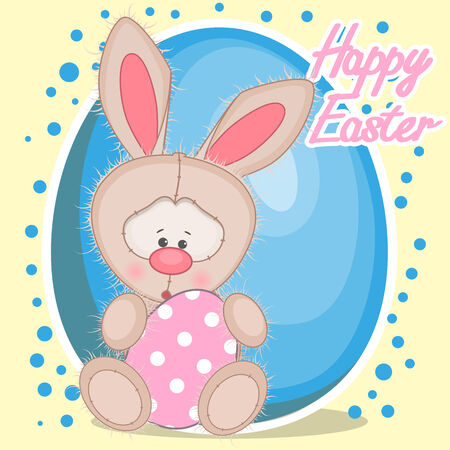 Cute fluffy rabbit with eggのイラスト素材