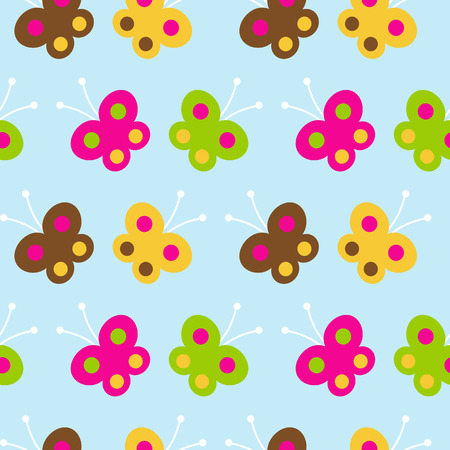 Butterfly seamless pattern on a blue backgroundのイラスト素材