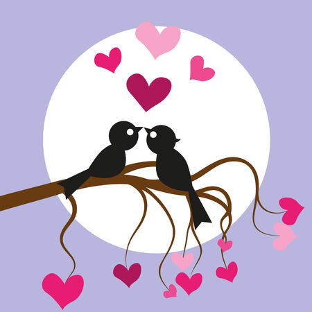 Two birds is sitting on a branchのイラスト素材