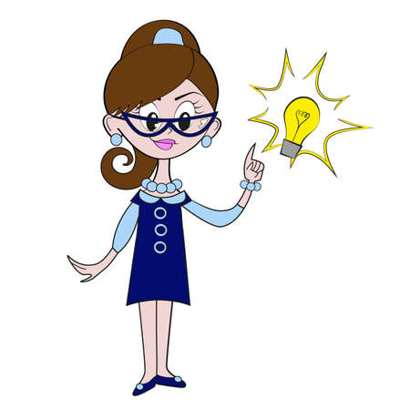 A cartoon illustration of a businesswoman in retro styleのイラスト素材