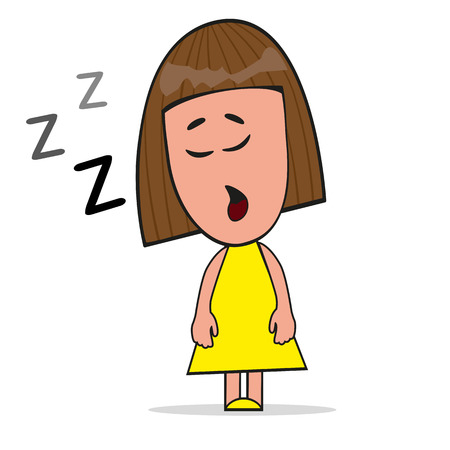 girl in a yellow dress standing asleepのイラスト素材