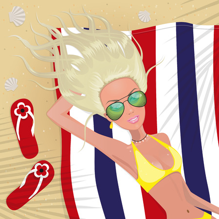 Girl on the beach lying on the sand
のイラスト素材