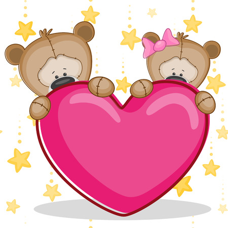 Valentine card with Lovers Bearsのイラスト素材