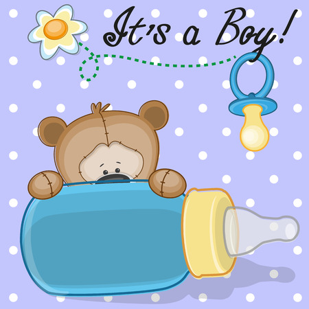 Teddy Bear with feeding bottleのイラスト素材