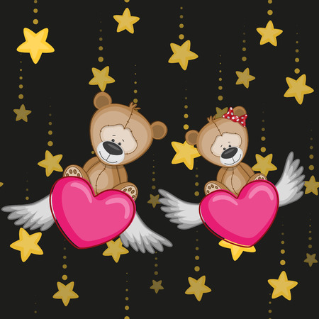Valentine card with Lovers Bearsのイラスト素材